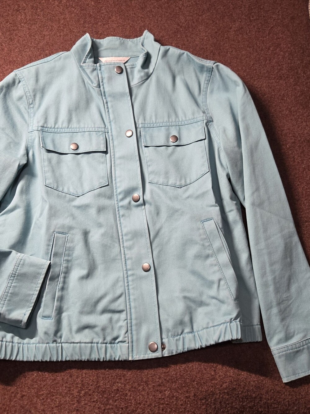 Christopher & Banks Utility Field Jacket Light Teal Blue Snap & Zip Front Small